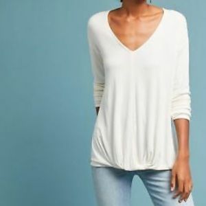 Anthropologie • Bordeaux Ribbed Twist Front Top